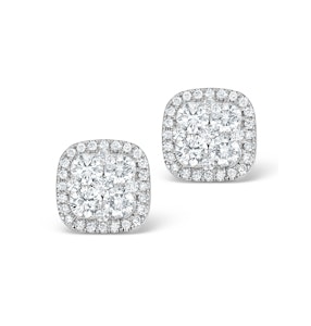 Diamond Earrings Carre 1.25ct H/Si in 18K White Gold - P3482W