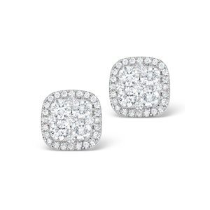 Diamond Earrings Carre 1.25ct H/Si in 18K White Gold - P3482W