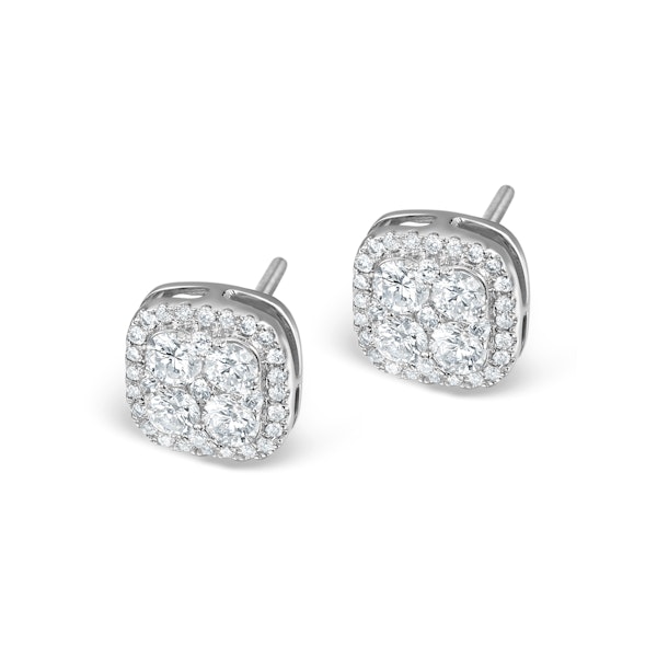 Diamond Earrings Carre 1.25ct H/Si in 18K White Gold - P3482W - Image 2