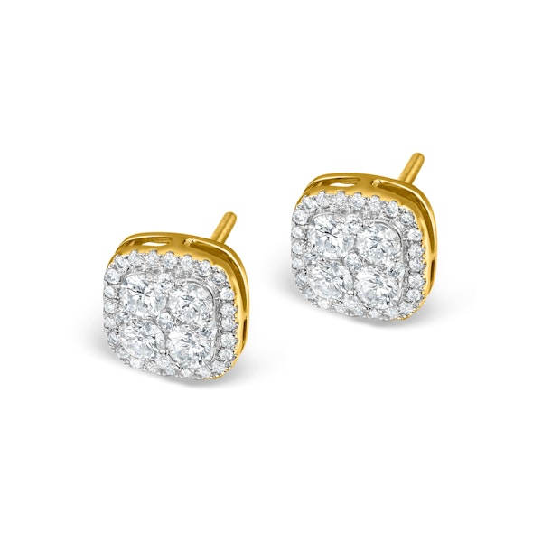 Diamond Earrings Carre 1.25ct H/Si in 18K Gold - P3482 - Image 2