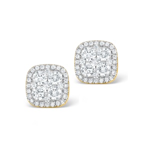 Diamond Earrings Carre 1.25ct H/Si in 18K Gold - P3482