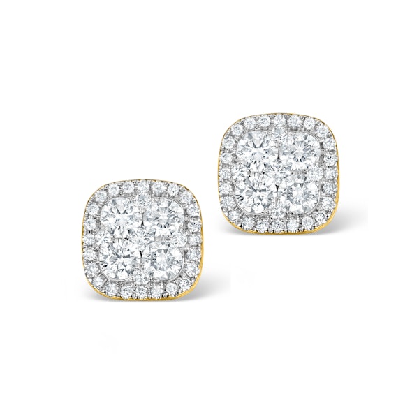 Diamond Earrings Carre 1.25ct H/Si in 18K Gold - P3482 - Image 1