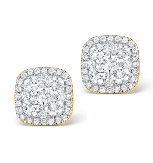 Diamond Earrings Carre 1.25ct H/Si in 18K Gold - P3482