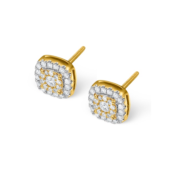Diamond Halo Earrings 0.60ct H/Si in 18K Gold - P3484 - Image 2