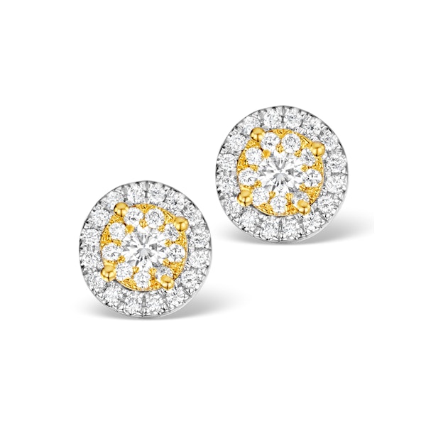 Diamond Halo Earrings 0.62ct H/Si in 18K White Gold - P3485Y - Image 1
