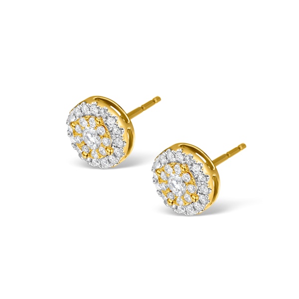 Diamond Halo Earrings 0.62ct H/Si in 18K Gold - P3485 - Image 2