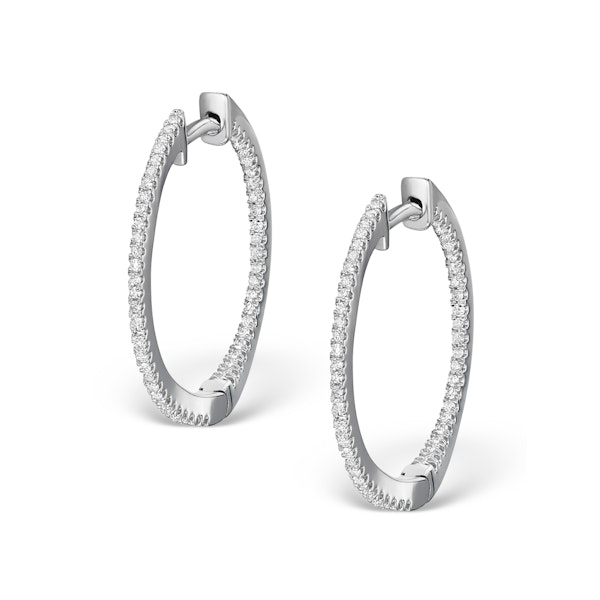 Diamond Hoop Earrings 0.54ct H/Si in 18K White Gold - P3486Y - Image 1