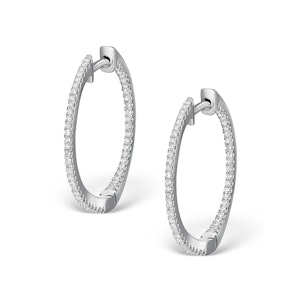 Diamond Hoop Earrings 0.54ct H/Si in 18K White Gold - P3486Y