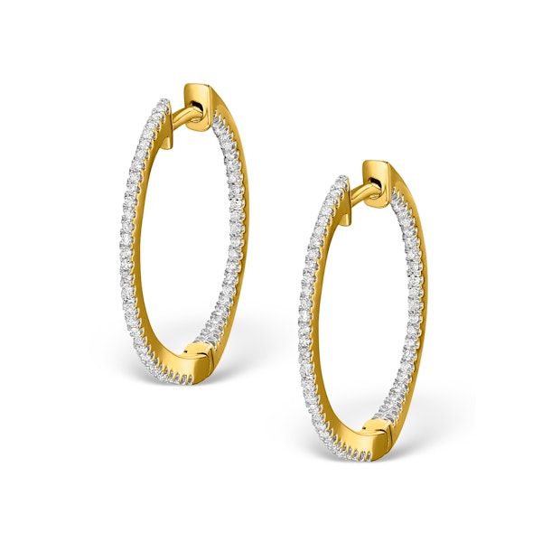 Diamond Hoop Earrings 0.54ct H/Si in 18K Gold - P3486 - Image 1