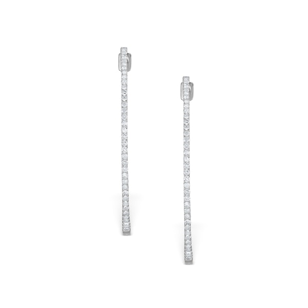 Diamond Hoop Earrings 2ct H/Si in 18K White Gold - P3487Y - Image 2