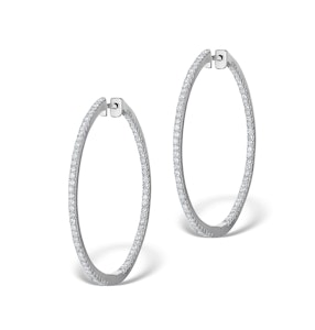 Diamond Hoop Earrings 2ct H/Si in 18K White Gold - P3487Y