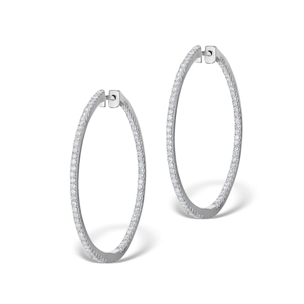 Diamond Hoop Earrings 2ct H/Si in 18K White Gold - P3487Y - Image 1