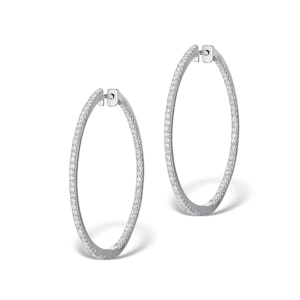 Diamond Hoop Earrings 2ct H/Si in 18K White Gold - P3487Y