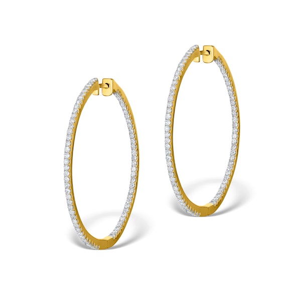 Diamond Hoop Earrings 2ct H/Si in 18K Gold - P3487 - Image 1