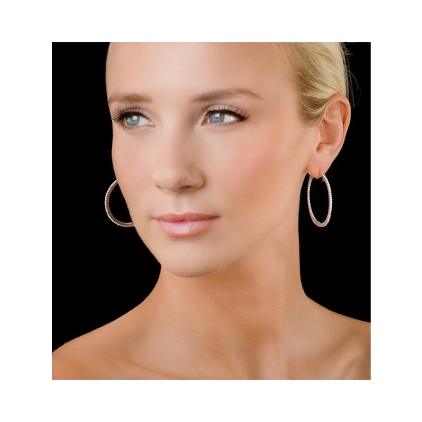 Diamond Hoop Earrings 1.50ct H/Si in 18K White Gold - P3488Y - Image 3