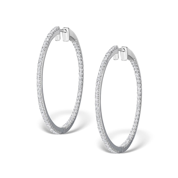 Diamond Hoop Earrings 1.50ct H/Si in 18K White Gold - P3488Y - Image 1