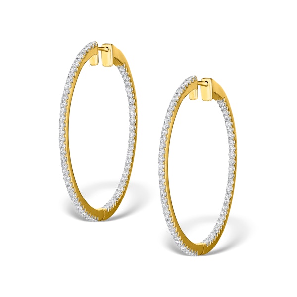 Diamond Hoop Earrings 1.50ct H/Si 18K Gold - P3488 - Image 1