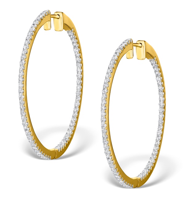 Diamond Hoop Earrings 1.50ct H/Si 18K Gold - P3488 - image 1