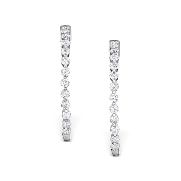 Diamond Hoop Emily Earrings 3.06ct H/Si in 18K White Gold - P3489Y - Image 2