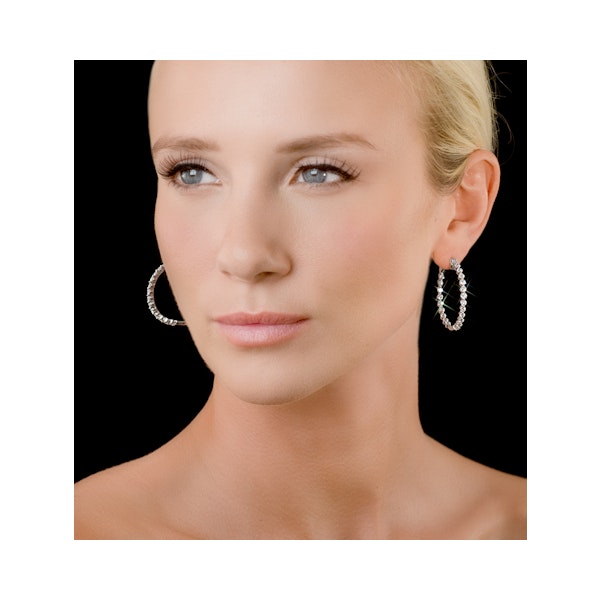 Diamond Hoop Emily Earrings 3.06ct H/Si in 18K White Gold - P3489Y - Image 3