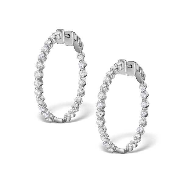 Diamond Hoop Emily Earrings 3.06ct H/Si in 18K White Gold - P3489Y - Image 1