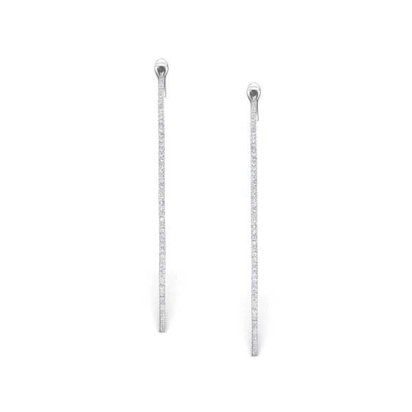 Diamond Hoop Earrings 1ct H/Si 18K White Gold - P3480Y - Image 2
