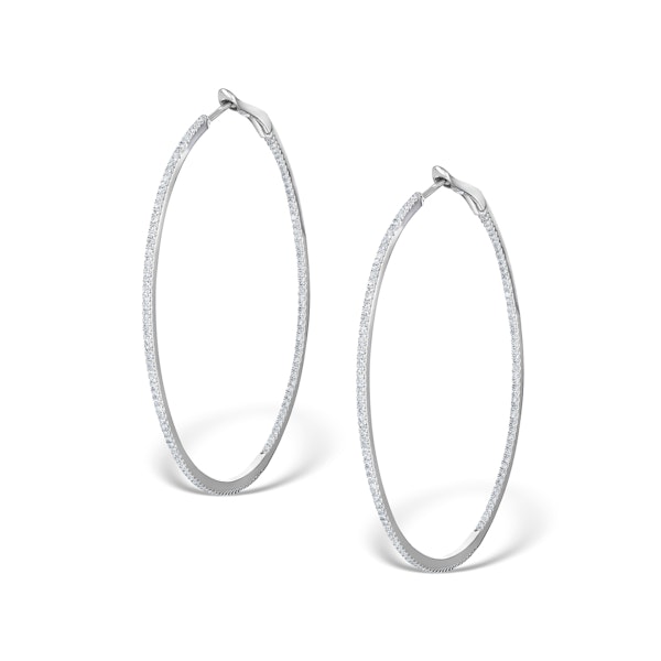 Diamond Hoop Earrings 1ct H/Si 18K White Gold - P3480Y - Image 1
