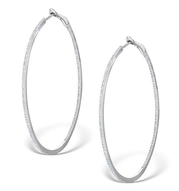 Diamond Hoop Earrings 1ct H/Si 18K White Gold - P3480Y - image 1