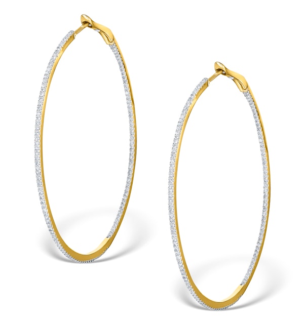 Diamond Hoop Earrings 1ct H/Si 18K Gold - P3480 - image 1