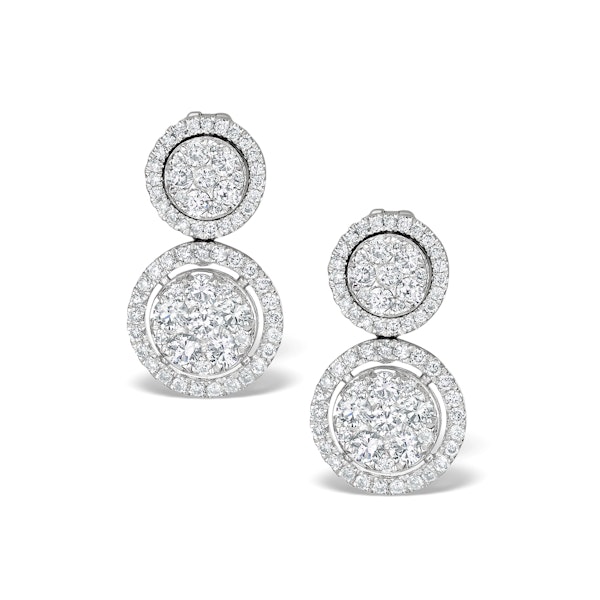 Athena Diamond Drop Earrings Multi Wear 1.24ct 18K White Gold - P3494 - Image 2
