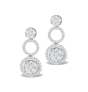Athena Diamond Drop Earrings Multi Wear 1.24ct 18K White Gold - P3494