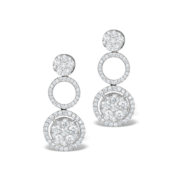 Athena Diamond Drop Earrings Multi Wear 1.24ct 18K White Gold - P3494 - Image 1