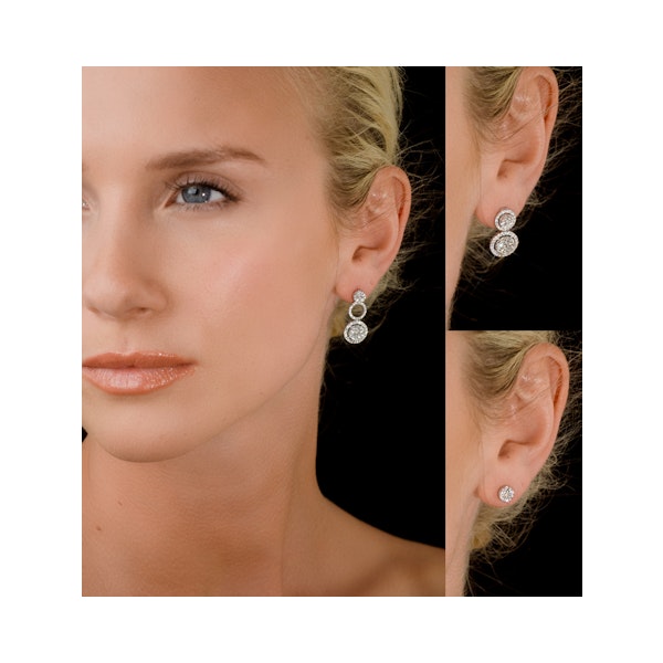 Athena Diamond Drop Earrings Multi Wear 1.24ct 18K White Gold - P3494 - Image 4