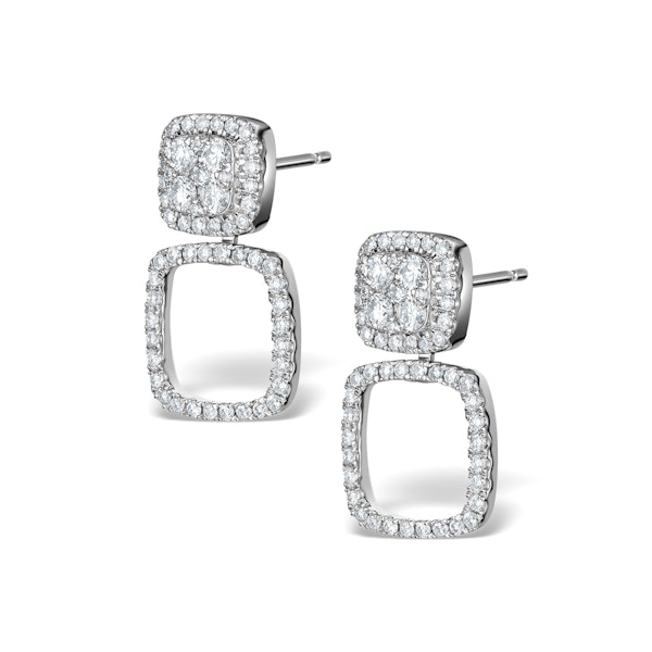 Athena Diamond Drop Earrings Multi Wear 0.96ct 18K White Gold - P3495 - Image 3