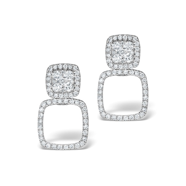 Athena Diamond Drop Earrings Multi Wear 0.96ct 18K White Gold - P3495 - Image 1