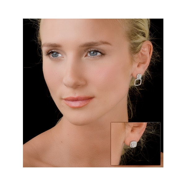 Athena Diamond Drop Earrings Multi Wear 0.96ct 18K White Gold - P3495 - Image 4