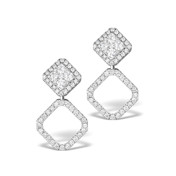 Athena Diamond Drop Earrings Multi Wear 1ct in 18K White Gold - P3496 - Image 1