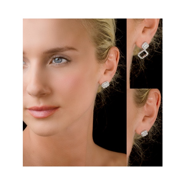 Athena Diamond Drop Earrings Multi Wear 1ct in 18K White Gold - P3496 - Image 4
