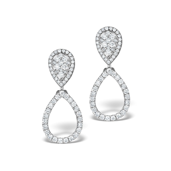 Athena Diamond Drop Earrings Multi Wear 0.90ct 18K White Gold - P3498 - Image 1