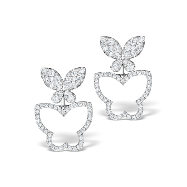 Athena Diamond Drop Butterfly Earrings Multi Wear 1.09ct 18KW Gold - Image 1