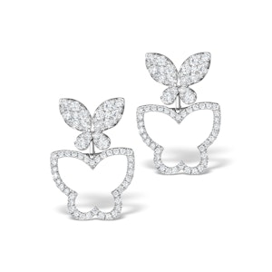Athena Diamond Drop Butterfly Earrings Multi Wear 1.09ct 18KW Gold