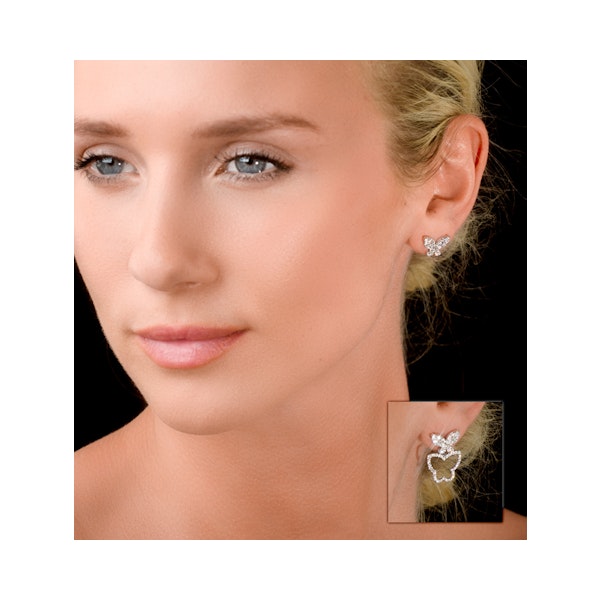 Athena Diamond Drop Butterfly Earrings Multi Wear 1.09ct 18KW Gold - Image 4
