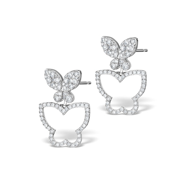 Athena Diamond Drop Butterfly Earrings Multi Wear 1.09ct 18KW Gold - Image 3