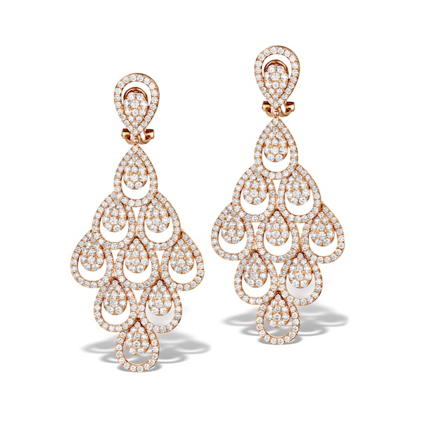 Diamond Halo Pyrus Chandelier Earrings 9.40ct in 18K Rose Gold P3490 - Image 1