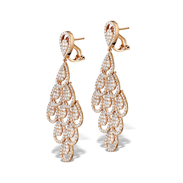 Diamond Halo Pyrus Chandelier Earrings 9.40ct in 18K Rose Gold P3490 - Image 2