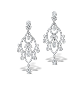 Pyrus Lab Diamond Drop Chandelier Earrings 5ct in 9K White Gold F/VS