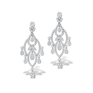 Diamond Pyrus Drop Chandelier Earrings 5ct in 18K White Gold P3402