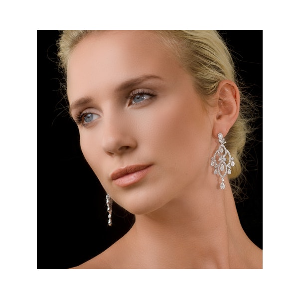 Diamond Pyrus Drop Chandelier Earrings 5ct in 18K White Gold P3402 - Image 2