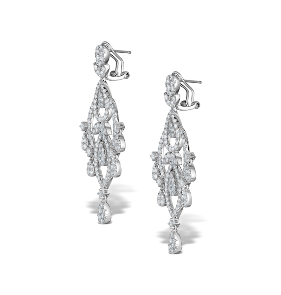Pyrus Lab Diamond Drop Chandelier Earrings 5ct in 9K White Gold F/VS - Image 3