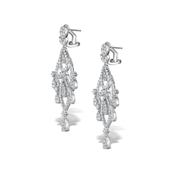 Diamond Pyrus Drop Chandelier Earrings 5ct in 18K White Gold P3402 - Image 3
